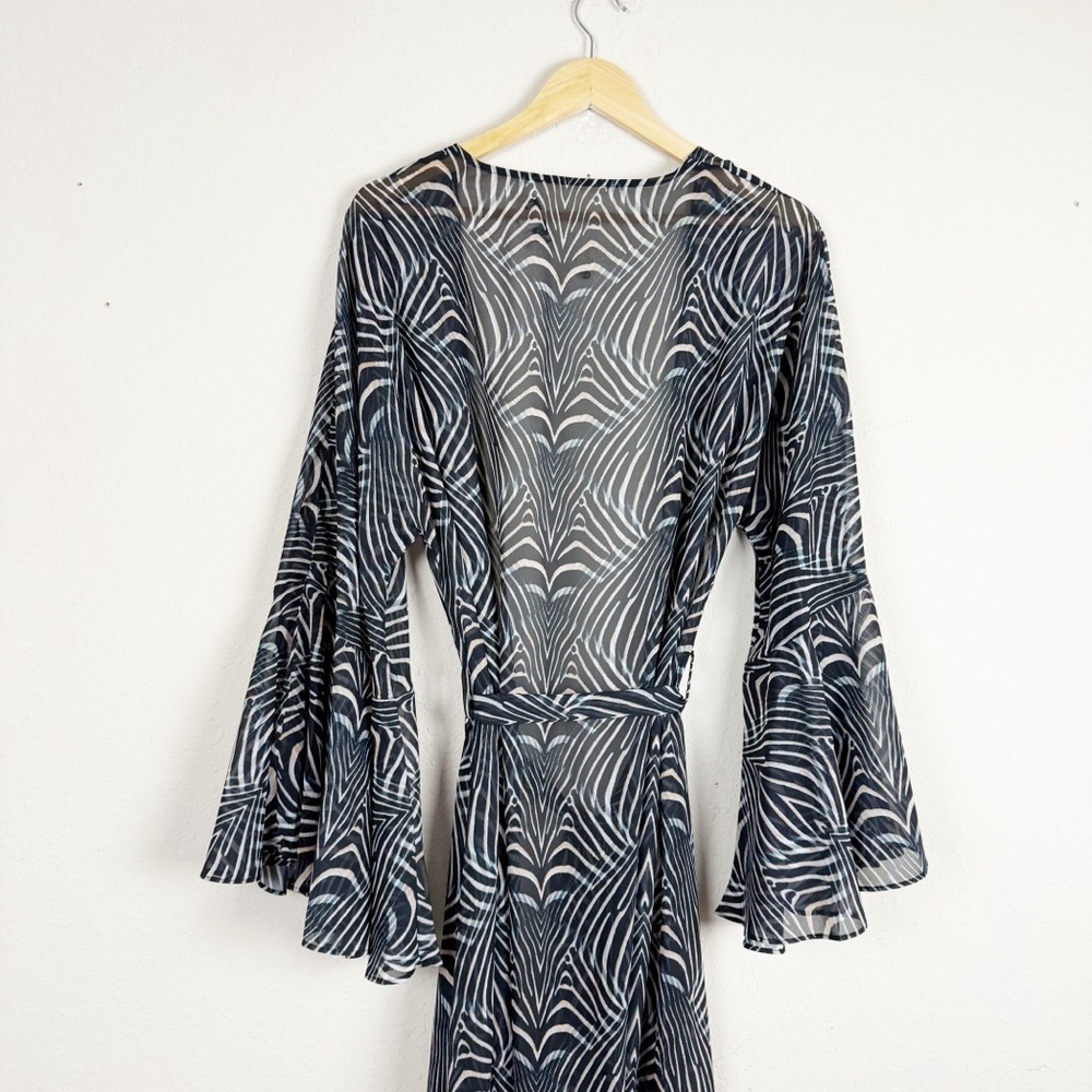 Andrea Iyamah Striped Animal Print Long Swim Cover Up One Size - Picture 7 of 8